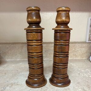 Elegant Brown Wooden Candle Holders